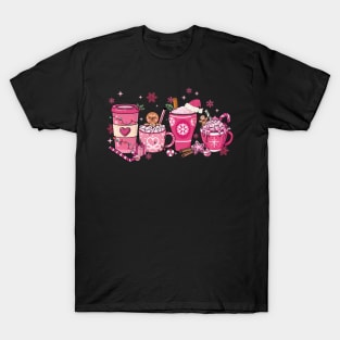 Christmas pink coffee cups T-Shirt